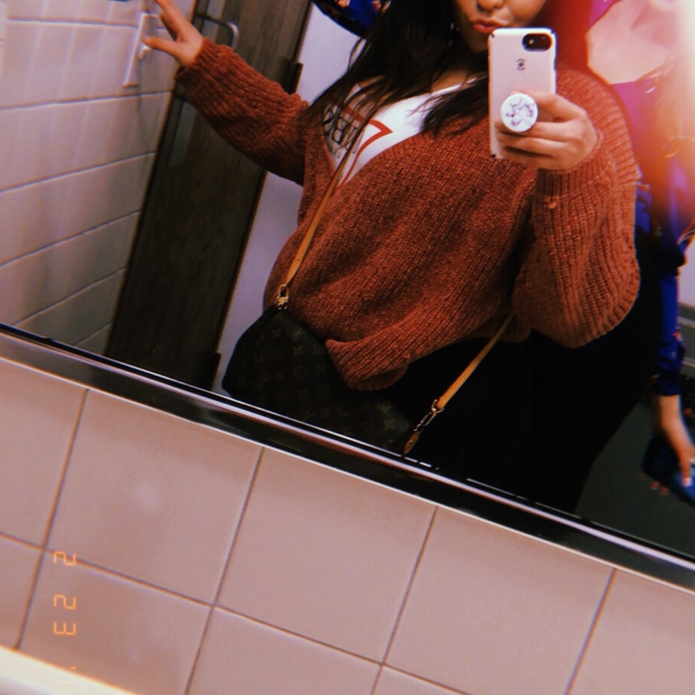 Crossed fuzzy warm sweater